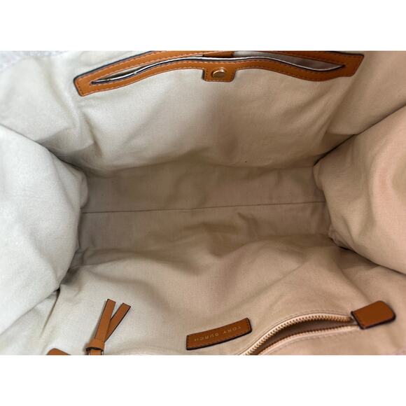 EUC Tory Burch Limited Edition Hawaii Embroidered Canvas Leather Boho Tote Bag - Picture 7 of 10